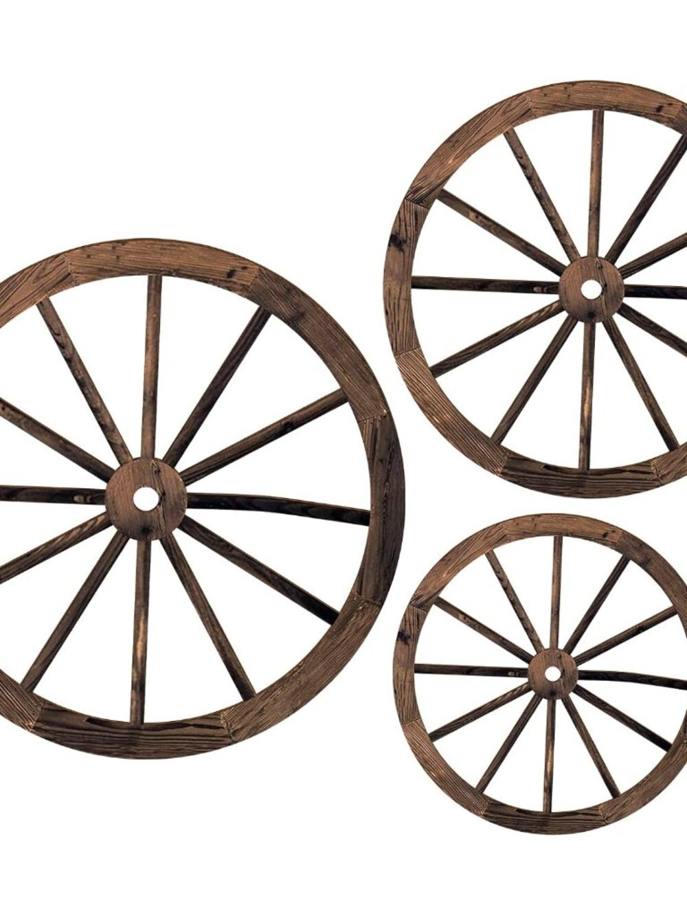 3 Pcs Wooden Wagon Wheel Decor 12/10/8 Inch Western Cowboy Party Decorations Vin